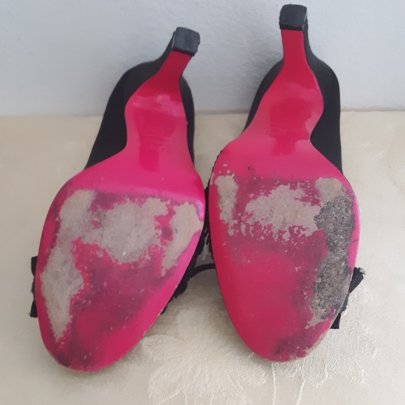 Betsey Johnson Black Pink Bottom Pumps Size 7 1/2 - Picture 11 of 13